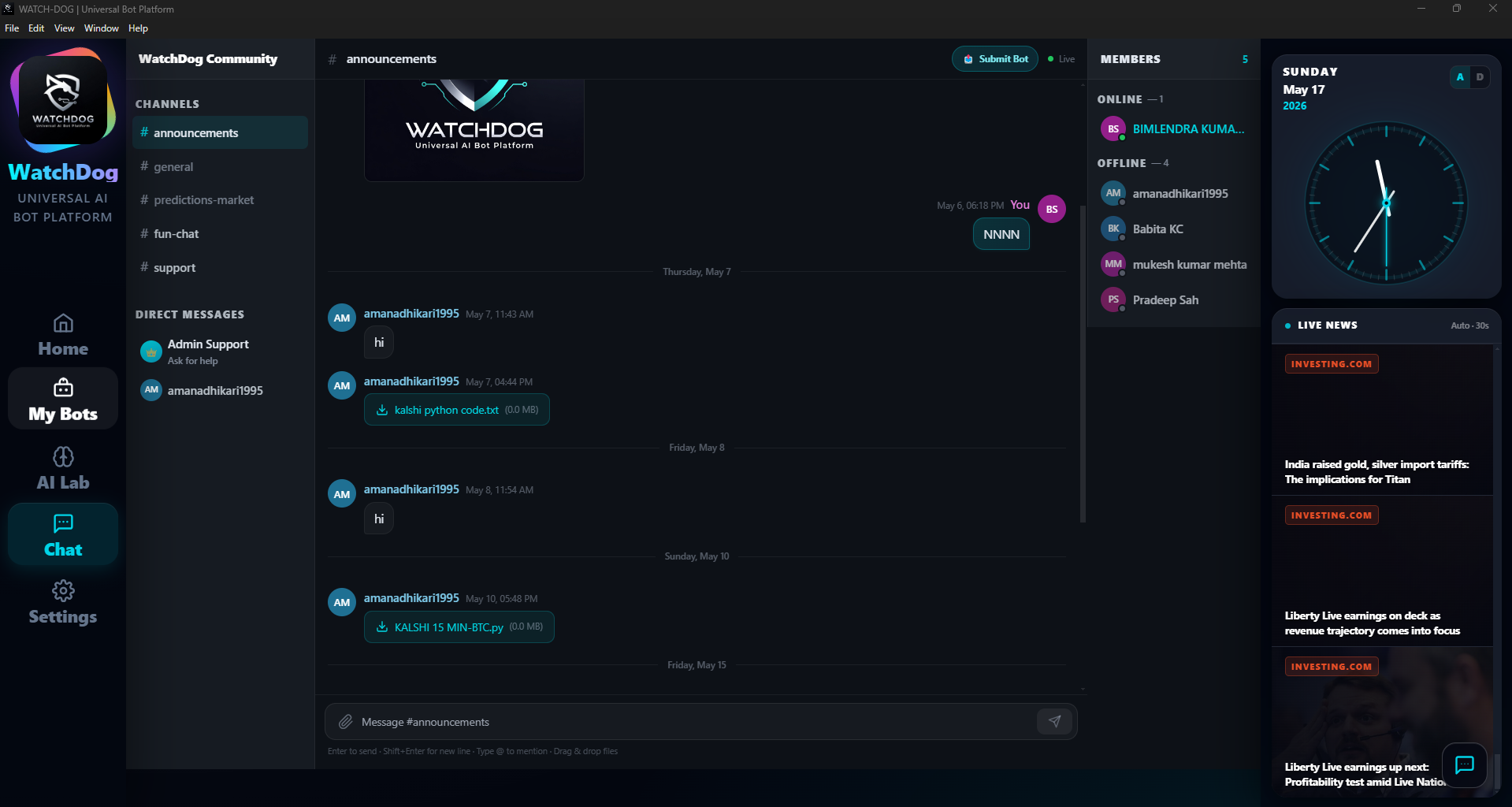 Community chat screenshot